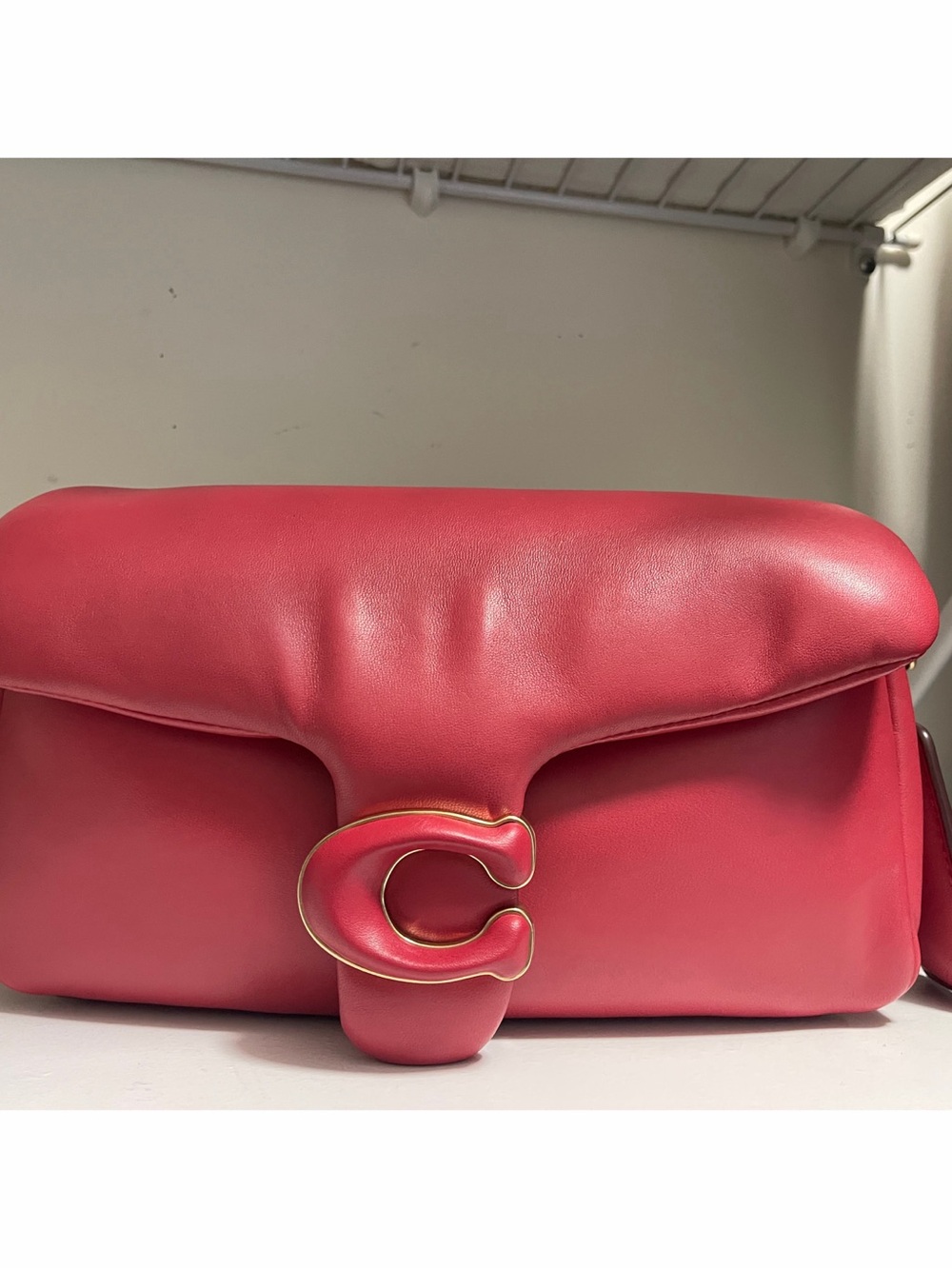Coach Rose Pink Leather Shoulder Bag with Signature C Hardware